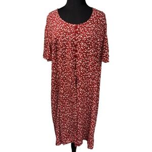 Alix Taylor Dress Romper‎ Women's 2X Ditsy Floral Red Cottage Festival Summer